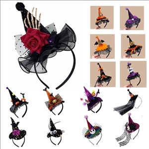 Halloween Witch Headband Costume Party Weird Lace Big Sequin Hat Headband